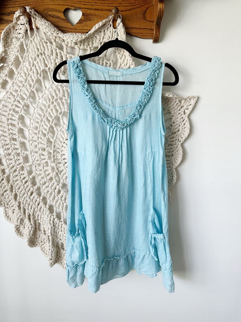 CP Shades Light Blue Ruffle Long Tunic Dress Size Small